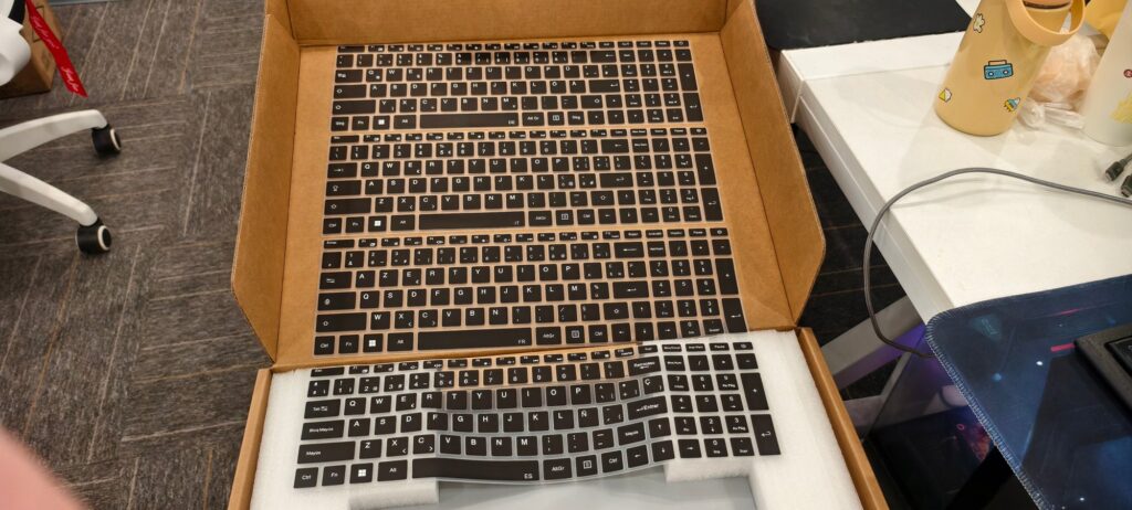 Printed keyboard films for German, Italian, French and Spanish layouts, packed with a laptop order