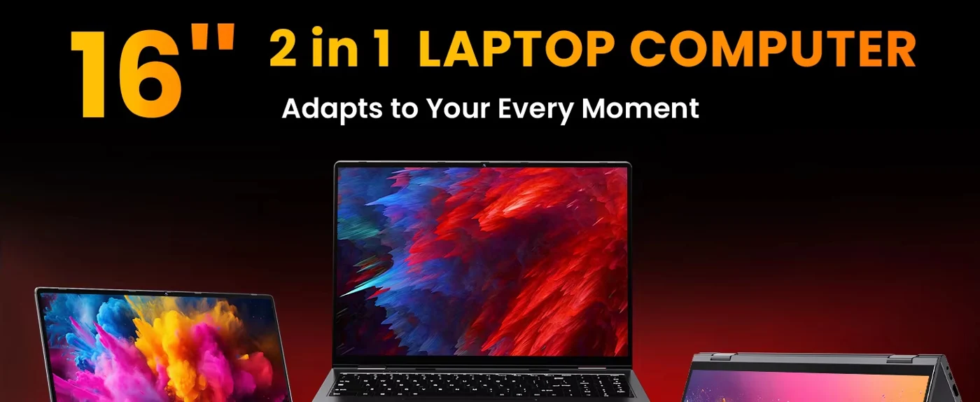 J1 16-inch 2-in-1 laptop heading and upper chassis views