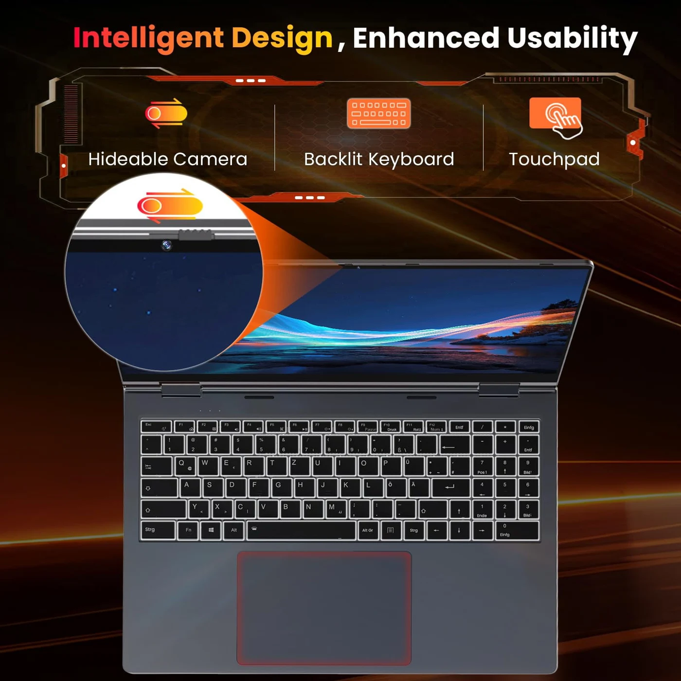 J1 reference keyboard, touchpad and camera shutter