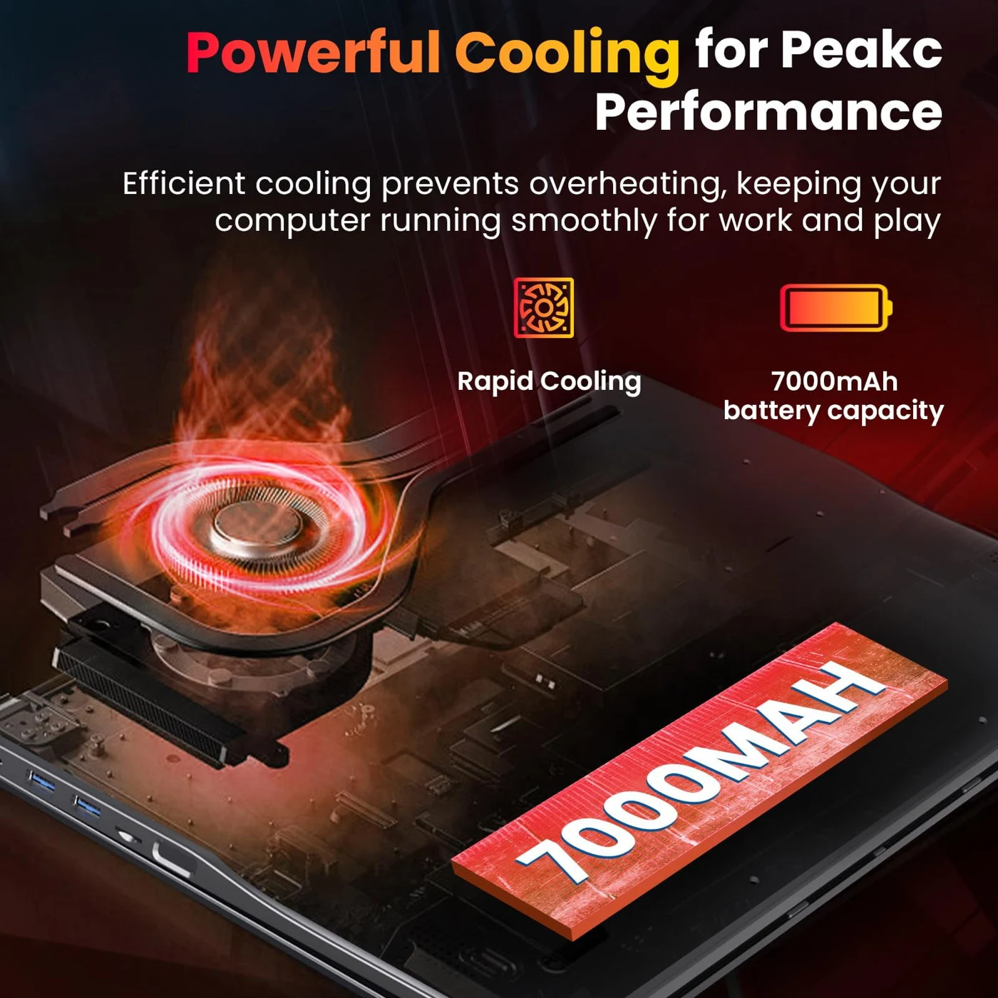 J1 reference fan cooling and 7000mAh battery illustration